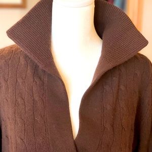 Ralph Lauren Black label cashmere cable shawl collar v neck sweater